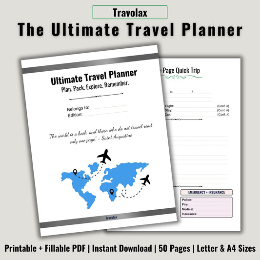 Ultimate Travel Planner | Printable & Fillable